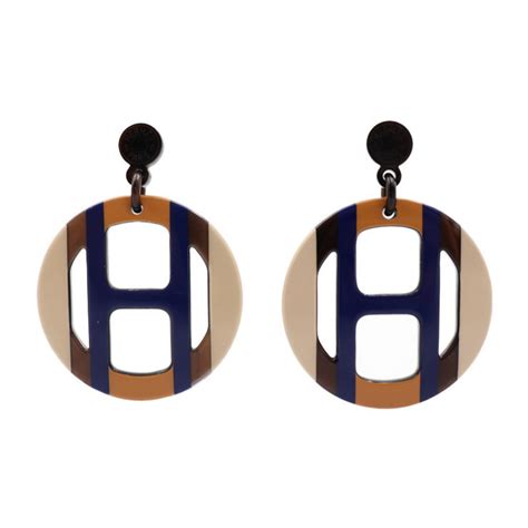 hermes earring h|Hermes horn and lacquer earrings.